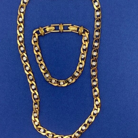 Camrose & Kross JBK Jacqueline Kennedy Gold-Tone Crystal Link Necklace&Bracelet - Picture 8 of 10